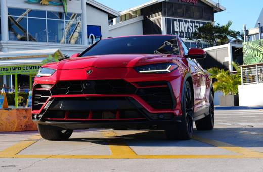 Red Lamborghini Urus, front view